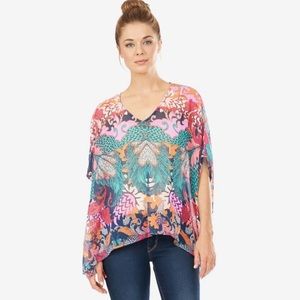 Octavia bright printed sheer poncho